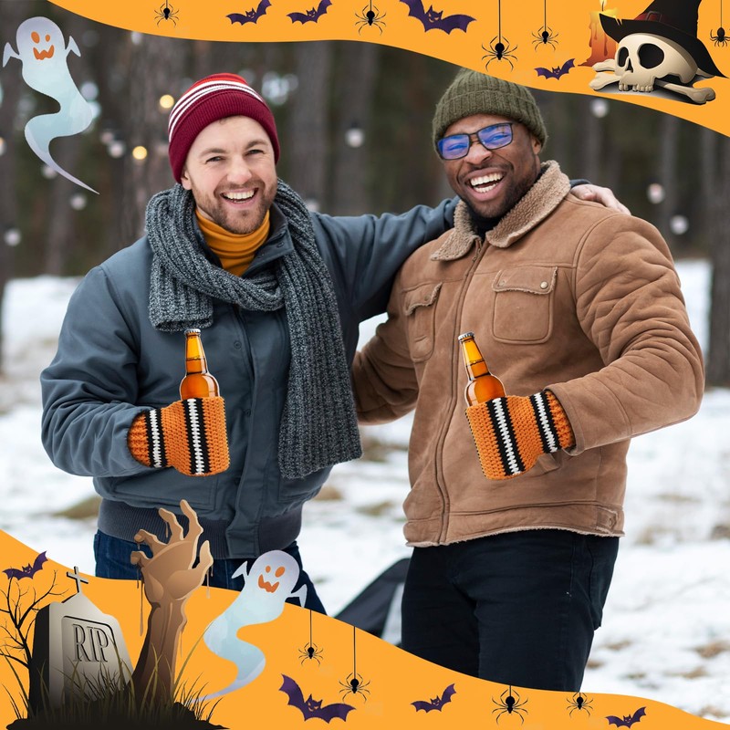 FunisFun Beer Mitten Gloves, Knit Stitched Drink Mitt Holder for