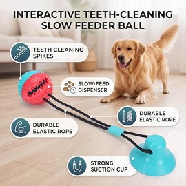 Zerodis Juguete Masticable para Perros con Ventosa, Juguete Interactivo para Perros con Ventosa, Juguete Interactivo para Perros Pequeños, Medianos y 