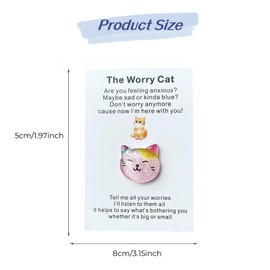 The Worry Cat for Anxiety Stress Relief, Cute Motivational Gifts Mental Health Gift Pocket Hug Cards Token for Kids Children Girls Boys Women Bestie Best Friend Teenagers (pink cat)