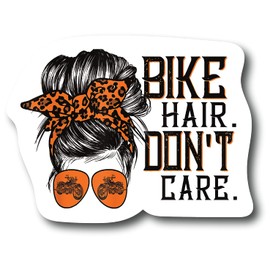 Bike Hair Don't Care 4.5 in Biker Messy Bun Premium Refrigerator Magnets – Funny Magnets for Fridge Dishwasher, Whiteboard, Toolbox or Car and Truck |PM122|