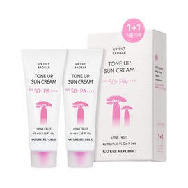 Nature Republic 1+1 Nature Republic UV Cut Baobab Tone-Up Sun Cream SPF50+ PA++++ (40ml+40ml) / 1+1 네이처리퍼블릭 유브이컷 바오밥 톤업 선크림 SPF50+ PA++++ (40ml+40ml)