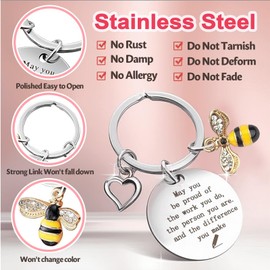 VivaJoy Teacher Gifts, Gift for Teachers, Dainty Sparking Keychain with Exquisite Bee Pendant, Teacher Gift for Women, Valentines Day Gifts, Christmas Gifts,Teachers Day Gifts