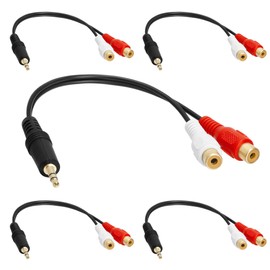 Cmple - [5 Pack] 3.5mm Mini Plug to 2 RCA Jack Gold Plated Y Adapter, 3.5mm Male to 2 RCA Female Jack Stereo Audio Cable