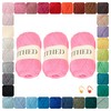 Cotton Chainette Yarn,4 Medium (Worsted)-10oz,3 Pack,Knitting Yarn for Beginners,Thicker for