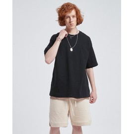 3 Pack Men's Oversized T-Shirts Heavyweight Cotton Tee Crew Neck Short Sleeve T Shirts Loose Fit Basic Essential Soft Classic Tees (WTDGYBK,L)