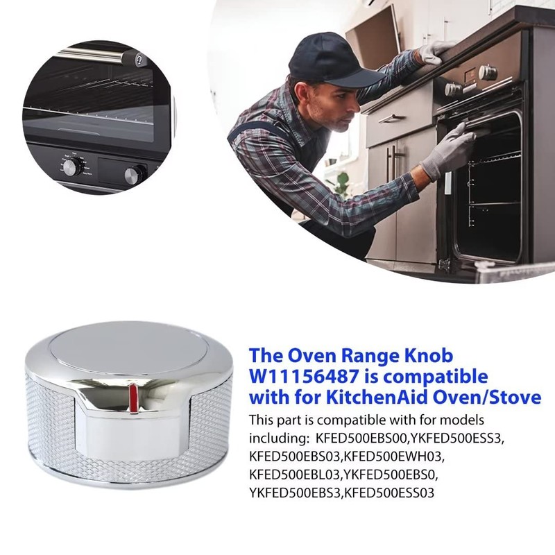 W11156487 Range Knob Compatible for KitchenAid KFED500EBL03, KFED500EBS00, KFED500EBS03, KFED500EBS05,