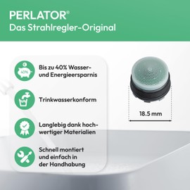 Perlator® Water-Saving Screw-In Jet Regulator with Key M18.5 x 1 ~ 5.7 l/min Set of 4