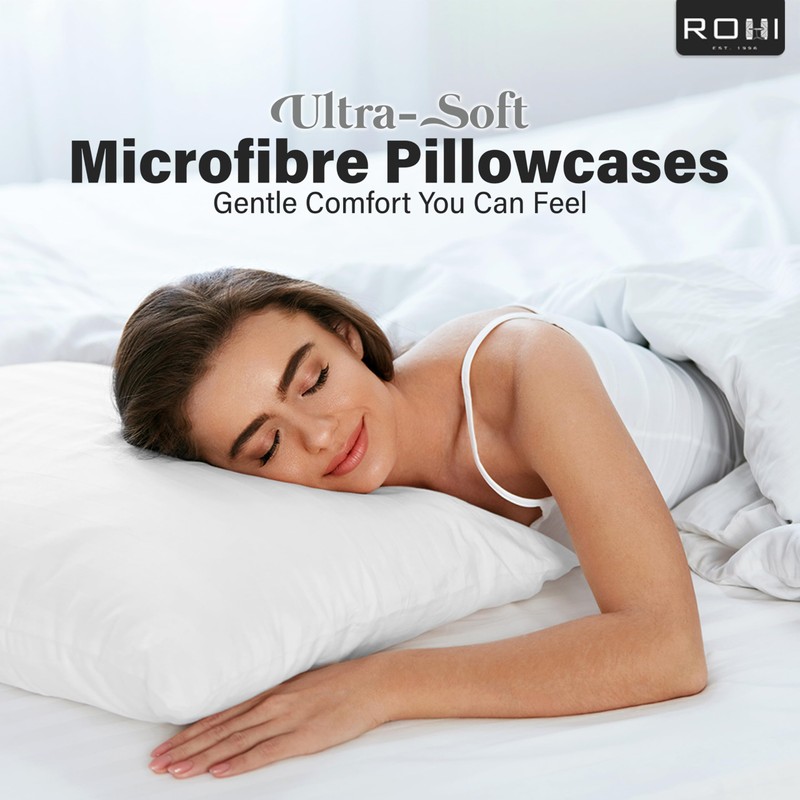 Rohi Microfibre White Pillowcases 2 Pack – Ultra Soft &
