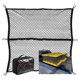 JuyVerq Cargo Net for Pickup Truck Bed, Highly Elastic Truck Bed Cargo Net, 4' X 4' Stretchable to 8' X 8', Truck Bed Cargo Mesh Organizer, for Daily Light Loads of Trucks