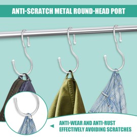 Bewudy S Hooks, Pack of 12 10 cm Silver 90° Twist Hooks for Clothes Rail, Heavy Duty Metal Hooks, Hanging Multi-Purpose Hooks, Handbag Hangers, Purse Hooks for Cupboard, Kitchen, Bathroom