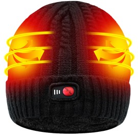 SVPRO Rechargeable Battery Heated Beanie Hat for Men Women,Electric Heating Skull Cap Washable Thick Knit Beanies Winter Hat Cap with 3 Heat Settings