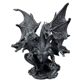 Dragon Figurine Gothic Black 23 cm - Dark Hydra Five Heads - Statue Decorative Figure Dragon Dragon