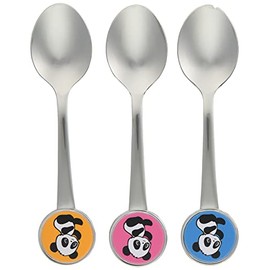 Nagao Panda Spoon, 5.0 inches (12.7 cm), Pink, Blue, Yellow, Set of 3, Made in Japan