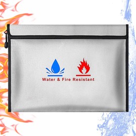 Fireproof Bag Document Bag - 1 Set Fireproof Waterproof Bag Case Pouch Container for Documents Passport Bank File Money Valuables (Grey)