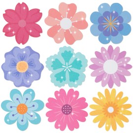 Flowers Glitter Cutouts - 100Pcs Versatile Colorful Floral Cut-Outs Springtime Flowers Shaped Paper Die Cut for Spring Summer Party Baby Shower Home School Classroom Bulletin Border Wall Decorations