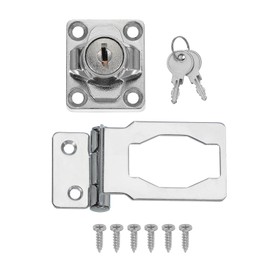 MECCANIXITY Twist Knob Keyed Hasp Locks Safety Packlock Clasp Hasp Latches with Keys & Screws 2.5 Inch 90°Right Angle for Window Barn Drawer Cabinet Garage Closets Doors (Silver)