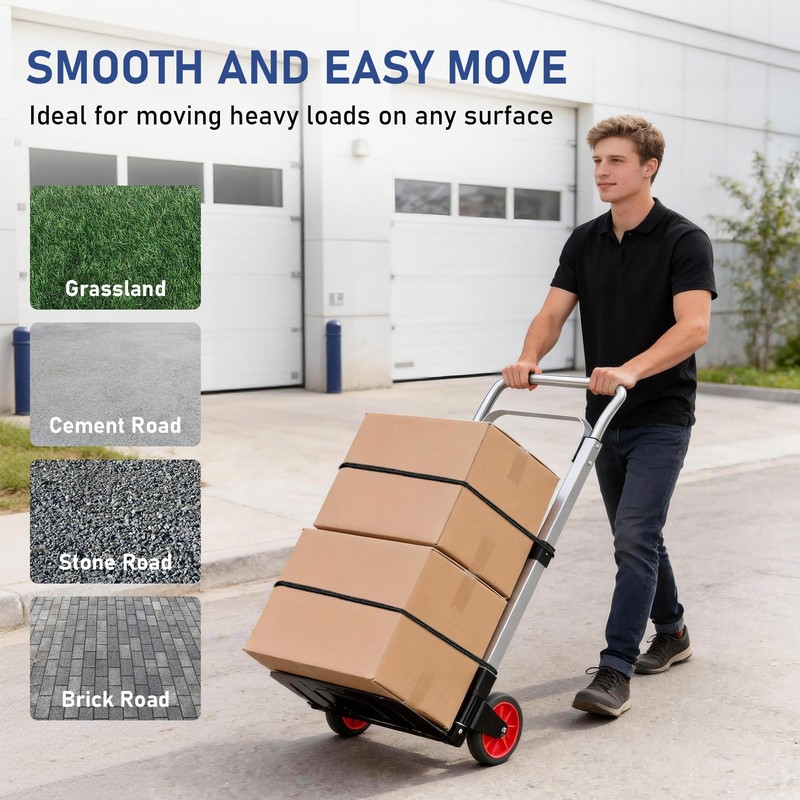Folding Hand Truck, Dolly Cart with Wheels Foldable, 220LBS Hand