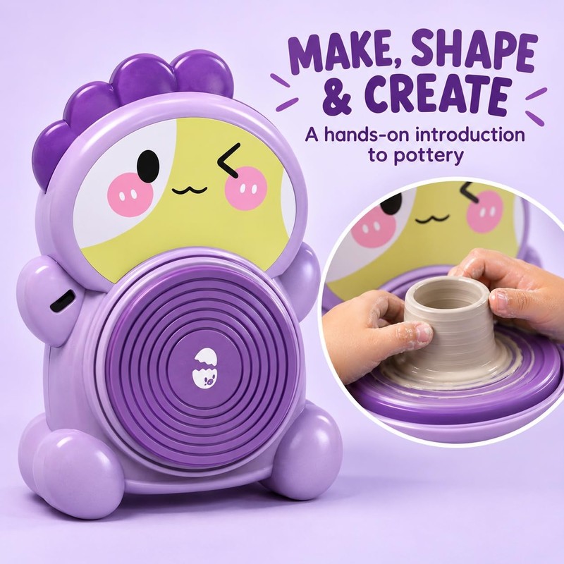Kids Pottery Wheel with Clay, Arts and Crafts Kit for