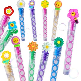 24 Packs Bulk Mini Flowers Shape Bubble Wands, Boys and Girls Holiday Party Favors Student Summer Party Supply