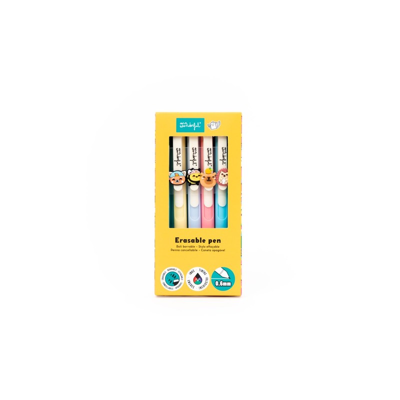 Mr. Wonderful Set di 4 Penne Cancellabili con Charm Panda