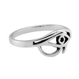 AeraVida Mystical Eye of Ra Protective Symbol Band Ring | .925 Sterling Silver Ancient Egyptian Jewelry | Size 7 Intricate Eye of Ra Design Silver Ring for Men and Women