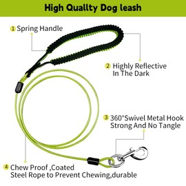 Mi Metty Dog Leash for Dogs Up to 250 Pound,Heavy Duty Leash Made of Coated Wire Rope for Large and Medium Dogs,Dog Chains with Soft Handle (Green, 5FT/1.5M)