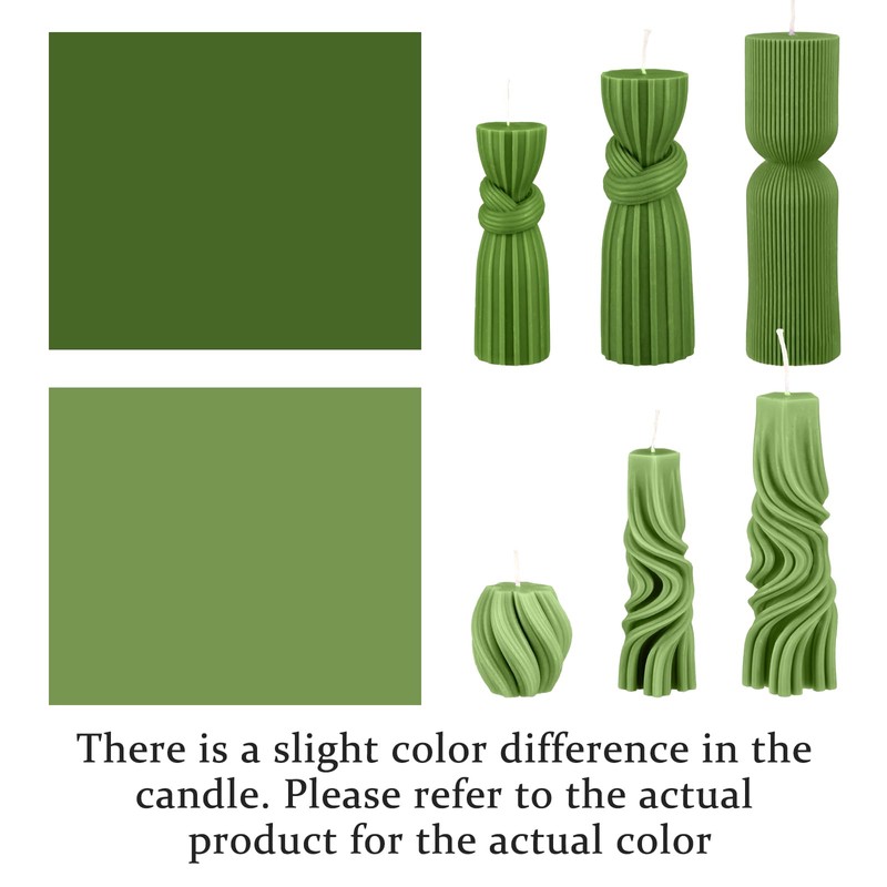 Threlaco 6 Pcs Ribbed Pillar Candles, Green