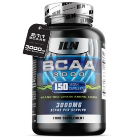 ILN – BCAA Capsules 3000mg – 2:1:1 Amino Acid Supplements (150 Capsules – 1 Month Supply) – Vegetarian BCAA Tablets