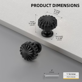 goldenwarm 10 Pack Black Cabinet Knobs Black Drawer Knobs, Single Hole Kitchen Handles Mushroom Style