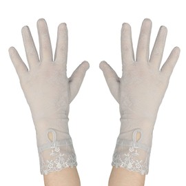 ITODA Summer UV Resistant Gloves, Women's Lace Gloves, Wedding Gloves, Breathable, Cool, Smartphone Gloves, Flower Pattern, Embroidered, Thin, Stylish, Driving Gloves, Anti-Slip, Wedding Gloves, For