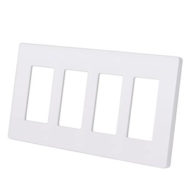 CML Matte White Decorator Screwless Wall Plate, 4-Gang Outlet Covers and Decor Light Switch Plates, Scratch and Impact Resistant, Polycarbonate, Standard Size 4.68” X 8.34”