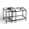 Nesting Coffee Table,Small Glass Coffee Table Set of 2,Black Modern