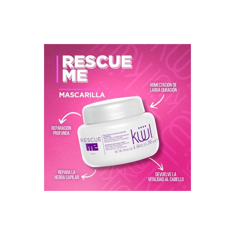 KÜÜL Mascarilla Rescue Me Reparadora Cabello Dañado Hidratación Brillo 245g