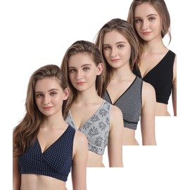 CAKYE 4 Pack Nursing Sleep Bras for Maternity and Breastfeeding Comfort Cotton Bralette (Small)