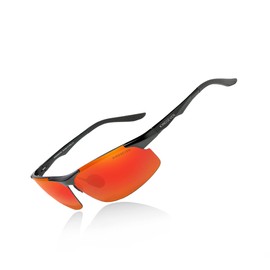 KINGSEVEN Sport sunglasses for men Polarized driving glasses Ultra light Al-Mg metal frame UV400 protection 9126 (Orange)