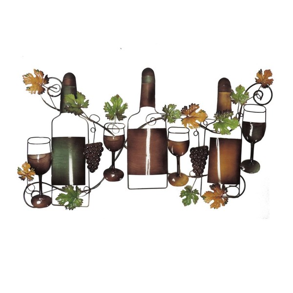 Deco 79 63546 Traditional Wine and Grapevine Iron Wall Decor, 19" x 36"