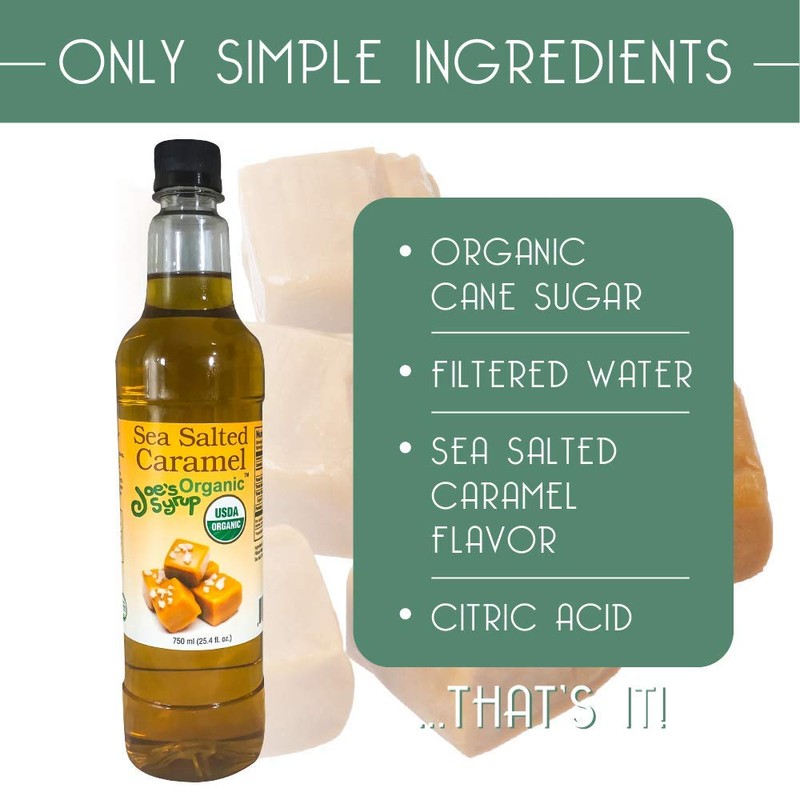 Joe’s Syrup Organic Flavored Syrup, Organic Sea Salted Caramel, 750
