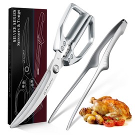 DRAGON RIOT Kitchen Shears, Silver Kitchen Scissors, Meat Cooking Scissors, Multipurpose Poultry Shears, Dishwasher Safe