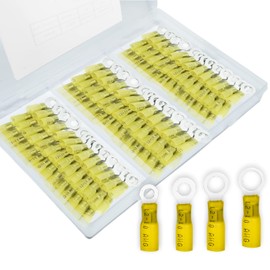120 PCS Heat Shrink Wire Connectors, 10 12 AWG Ring Terminals, 10 12 Gauge Automotive Marine Ring Connectors by Housun