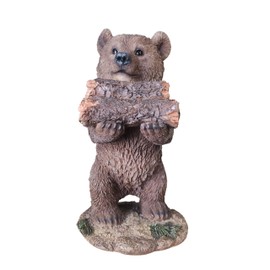 Vivid Arts - Standing Bear Collecting Logs | BG-FL05-D | Durable Resin | Height 20cm