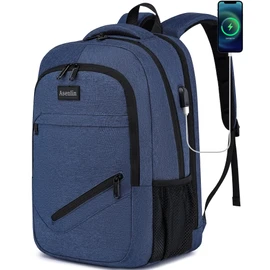 Asenlin Travel Laptop Backpack for Women & Men,Water Resistant Business Slim Sturdy Laptops Backpack with USB Charging Port,Fits 15.6 Inch Notebook College School Computer Bag-Blue