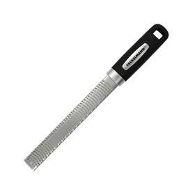 Fackelmann Grattugia lunga per formaggio, grattugia manuale per limoni, agrumi, cioccolato, scorze, lama acciaio inox, impugnatura ergonomica soft grip