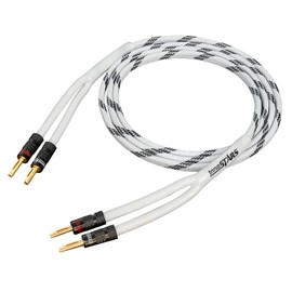 InnoStars 14 AWG Speaker Cable Wire with Gold-Plated Banana Tip Plugs (3 Feet) - 99.99% Oxygen-Free Copper (OFC), in-Wall CL2 Rated, Heavy Duty Braided - White, 3ft