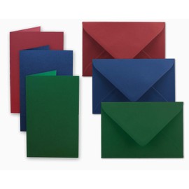 15 x Card Pack DIN A6 / C6 in Dark Red, Dark Blue, Dark Green - Folding Cards with Fold, A6 10.5 x 14.8 cm & Envelopes C6 11.4 x 16.2 cm - For Invitations and Greeting Cards