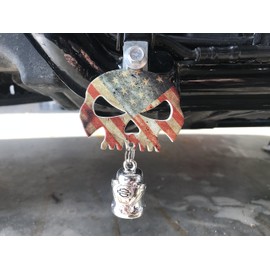 Kustom Cycle Parts Universal Rustic American Flag Skull Bell Hanger - Bolt and Ring Included (Bell Not Included). Fits all Harley Davidson Motorcycles & More! Proudly MADE IN THE USA!