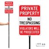 T&R Large Private Property No Trespassing Sign with 54" Stake,