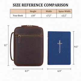 WSJSKMWQ Full Grain Leather Bible Cover, Large Bible Case for Men and Women