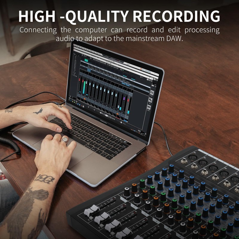 XTUGA Audio Mixer 6 Channel Sound Mixer Board, Audio Interface,