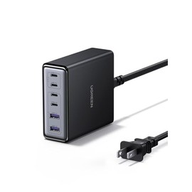 UGREEN Cargador 100W GAN y 6 Puertos, Estación de Carga de Escritorio con 4 USB C y 2 USB PD, Carga Rápida de 65W, Compatible con MacBook Pro Air de 16", XPS 13, iPad Pro, Galaxy S25, iPhone 17Pro max