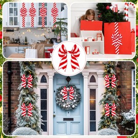 Retrowavy Velet Christmas Candy Cane Ribbon Red and White Stripes Wired Ribbon 15 Yards Red White Peppermint Ribbons for Christmas Tree Decorations Wreath Bow Making Gift Wrapping